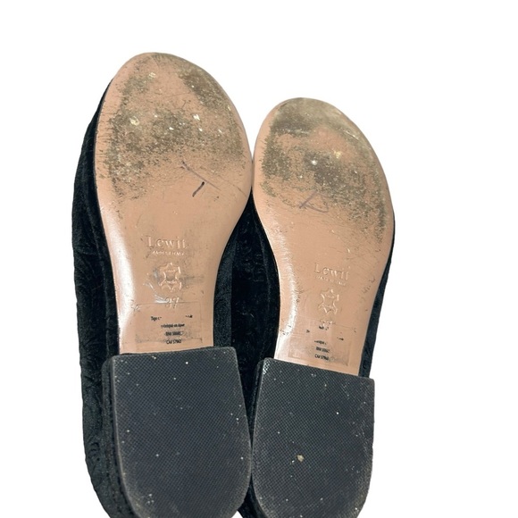Lewit Loafers | black velvet embossed flat shoes | size 37 Italian made in Italy - Picture 8 of 13